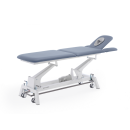 Stół do masażu i rehabilitacji Gymna.GO T5x w kolorze niebieskoszarym z regulowanym zagłówkiem.
