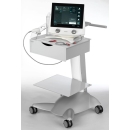 PhySys – aparat do elektroterapii na wózku z akcesoriami zabiegowymi.