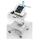 Soleo SonoStim – urządzenie terapeutyczne na wózku z akcesoriami i żelem.