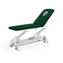 Stół do masażu i rehabilitacji Gymna.GO Traction z zieloną tapicerką i regulowanym oparciem.