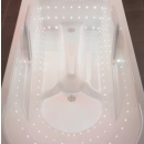 Wnętrze wanny Pacific z oświetleniem LED i rozmieszczonymi dyszami do masażu wodno-powietrznego.