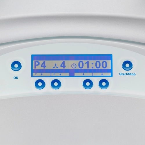 Wyświetlacz LCD urządzenia Cryo 6 – ustawienia trybu pracy i czasu zabiegu.