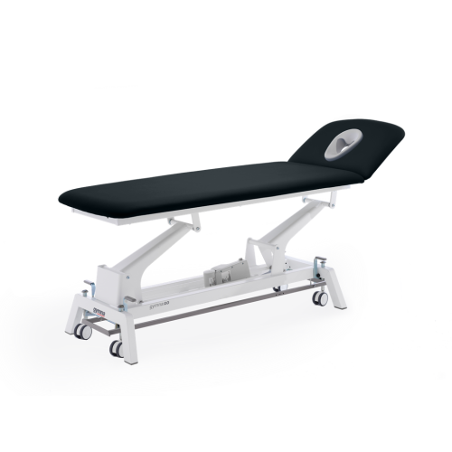 Stół do masażu i rehabilitacji Gymna.GO D2 w kolorze granatowym, z otworem na twarz.