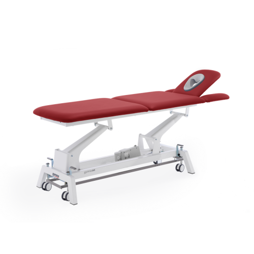 Stół do masażu i rehabilitacji Gymna.GO T5x w kolorze czerwonym, regulowany elektrycznie.