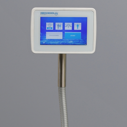 Panel sterujący Medyjet Evolution z ekranem dotykowym i regulacją programu masażu.