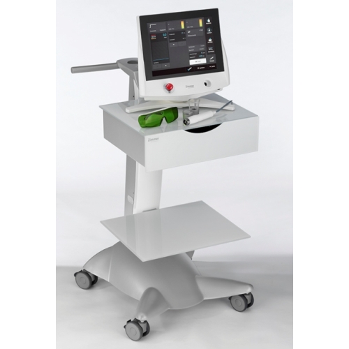 OptonPro – aparat do laseroterapii z zielonymi okularami ochronnymi i sondą.