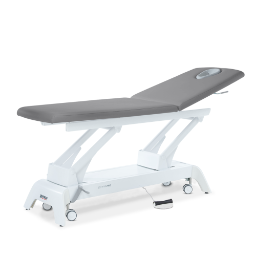 Stół do masażu i rehabilitacji Gymna.PRO z dwusekcyjną leżanką i otworem na twarz.
