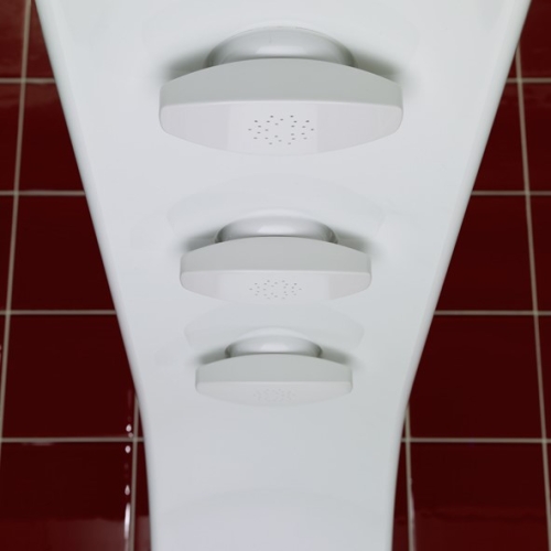 Głowice natryskowe systemu Vichy Prestige do równomiernego masażu wodnego.